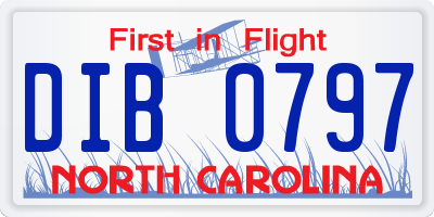 NC license plate DIB0797
