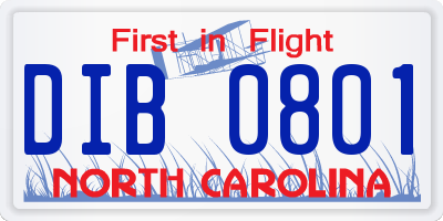 NC license plate DIB0801