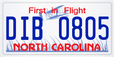 NC license plate DIB0805