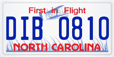 NC license plate DIB0810