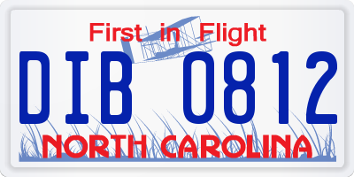 NC license plate DIB0812