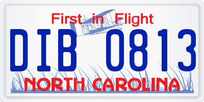 NC license plate DIB0813