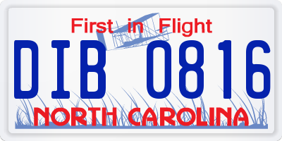 NC license plate DIB0816