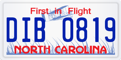 NC license plate DIB0819