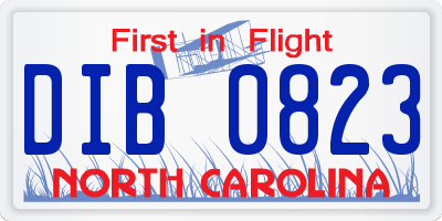 NC license plate DIB0823