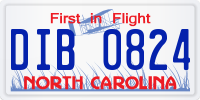 NC license plate DIB0824