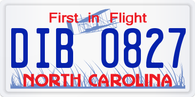 NC license plate DIB0827