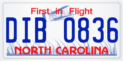 NC license plate DIB0836