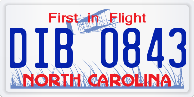 NC license plate DIB0843