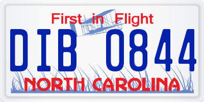 NC license plate DIB0844