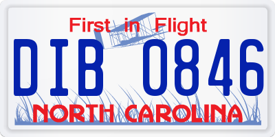 NC license plate DIB0846