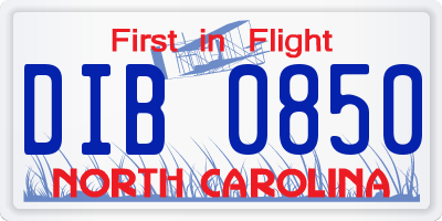 NC license plate DIB0850