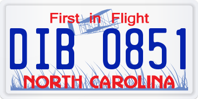 NC license plate DIB0851