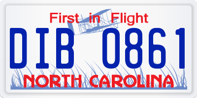 NC license plate DIB0861