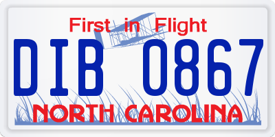 NC license plate DIB0867