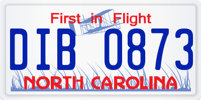 NC license plate DIB0873