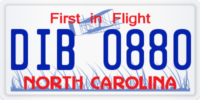 NC license plate DIB0880