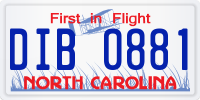 NC license plate DIB0881