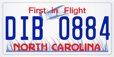 NC license plate DIB0884