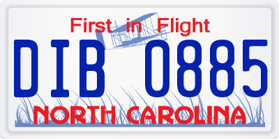 NC license plate DIB0885