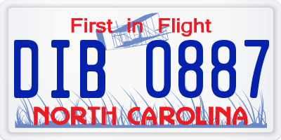 NC license plate DIB0887