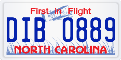NC license plate DIB0889