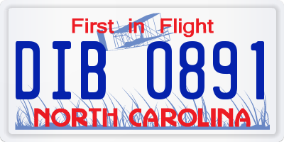 NC license plate DIB0891