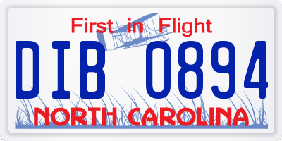 NC license plate DIB0894