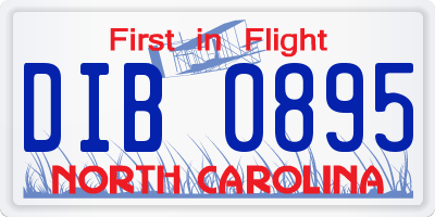 NC license plate DIB0895