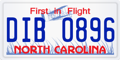 NC license plate DIB0896