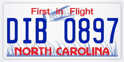 NC license plate DIB0897