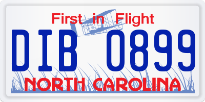 NC license plate DIB0899