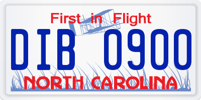 NC license plate DIB0900