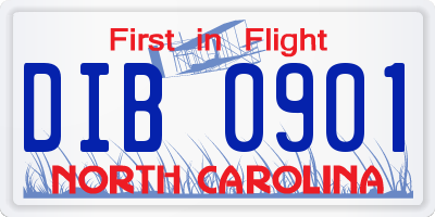 NC license plate DIB0901
