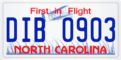 NC license plate DIB0903