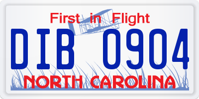 NC license plate DIB0904