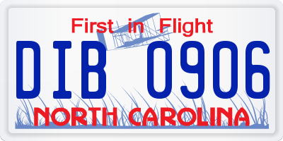 NC license plate DIB0906