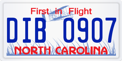 NC license plate DIB0907