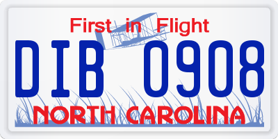 NC license plate DIB0908