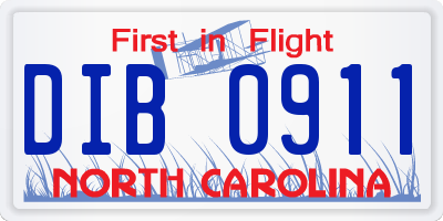 NC license plate DIB0911