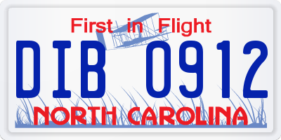 NC license plate DIB0912
