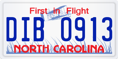 NC license plate DIB0913