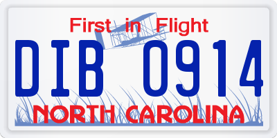 NC license plate DIB0914