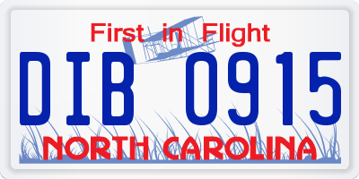 NC license plate DIB0915