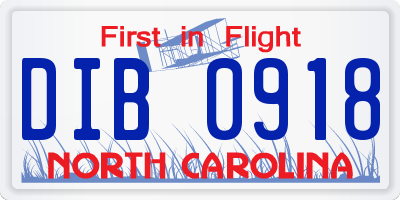 NC license plate DIB0918