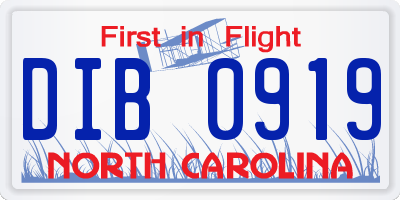 NC license plate DIB0919