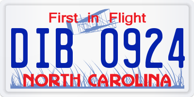 NC license plate DIB0924