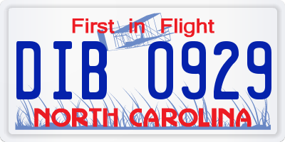 NC license plate DIB0929