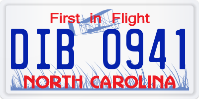 NC license plate DIB0941