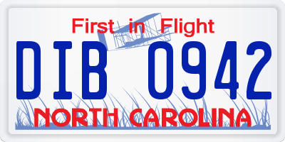 NC license plate DIB0942